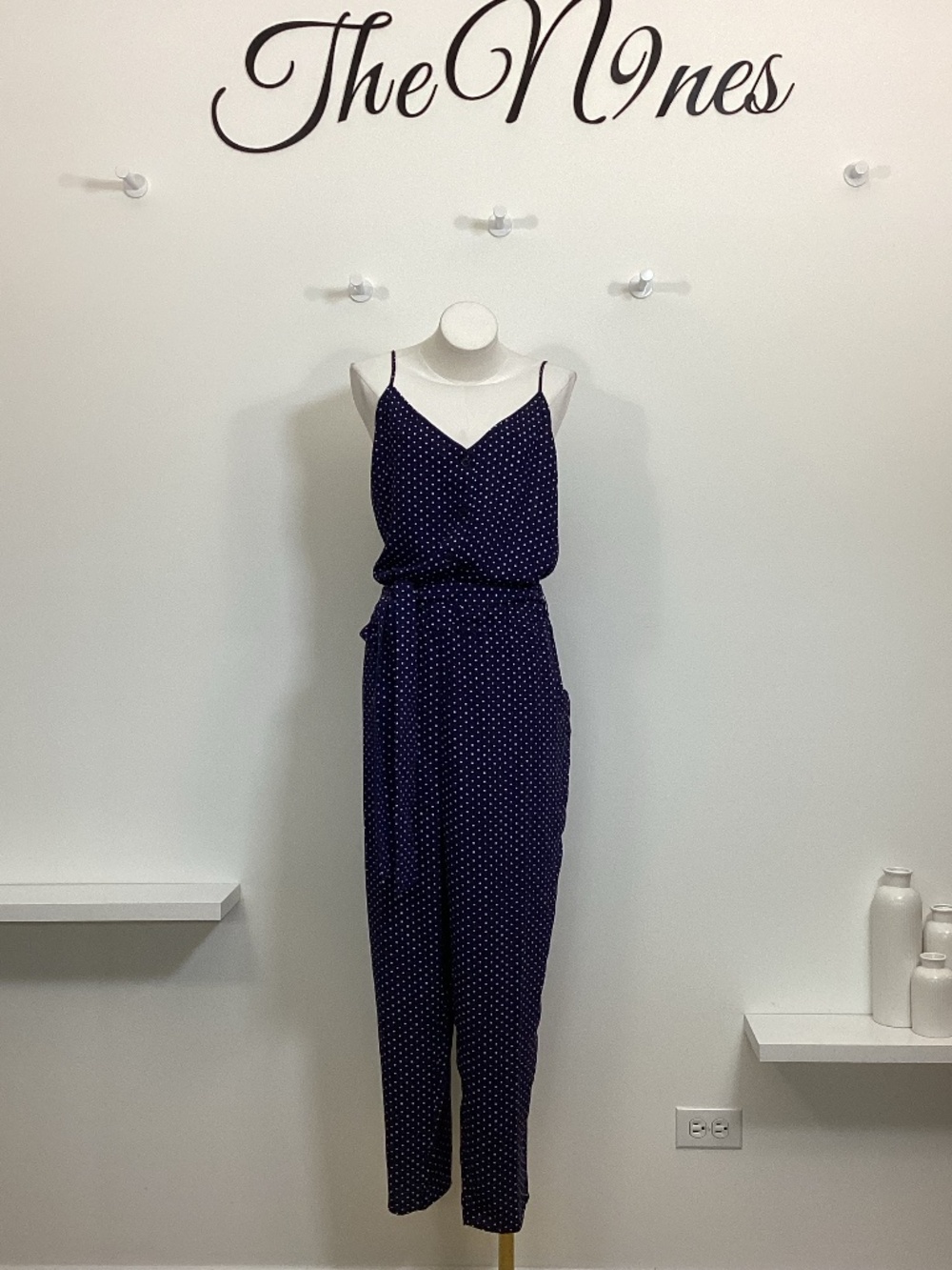 Halogen Blue /White Polka Dot Jumpsuit NWT Size XL